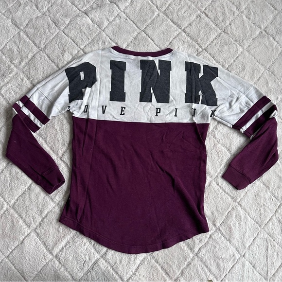Victoria's Secret PINK | Maroon & Cream Logo Varsity Crew | Size Extra Small - Picture 3 of 10